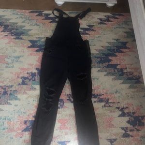 American eagle black wash overalls